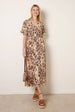 Printed Drawstring Waist Midi Dress by Blue Vanilla