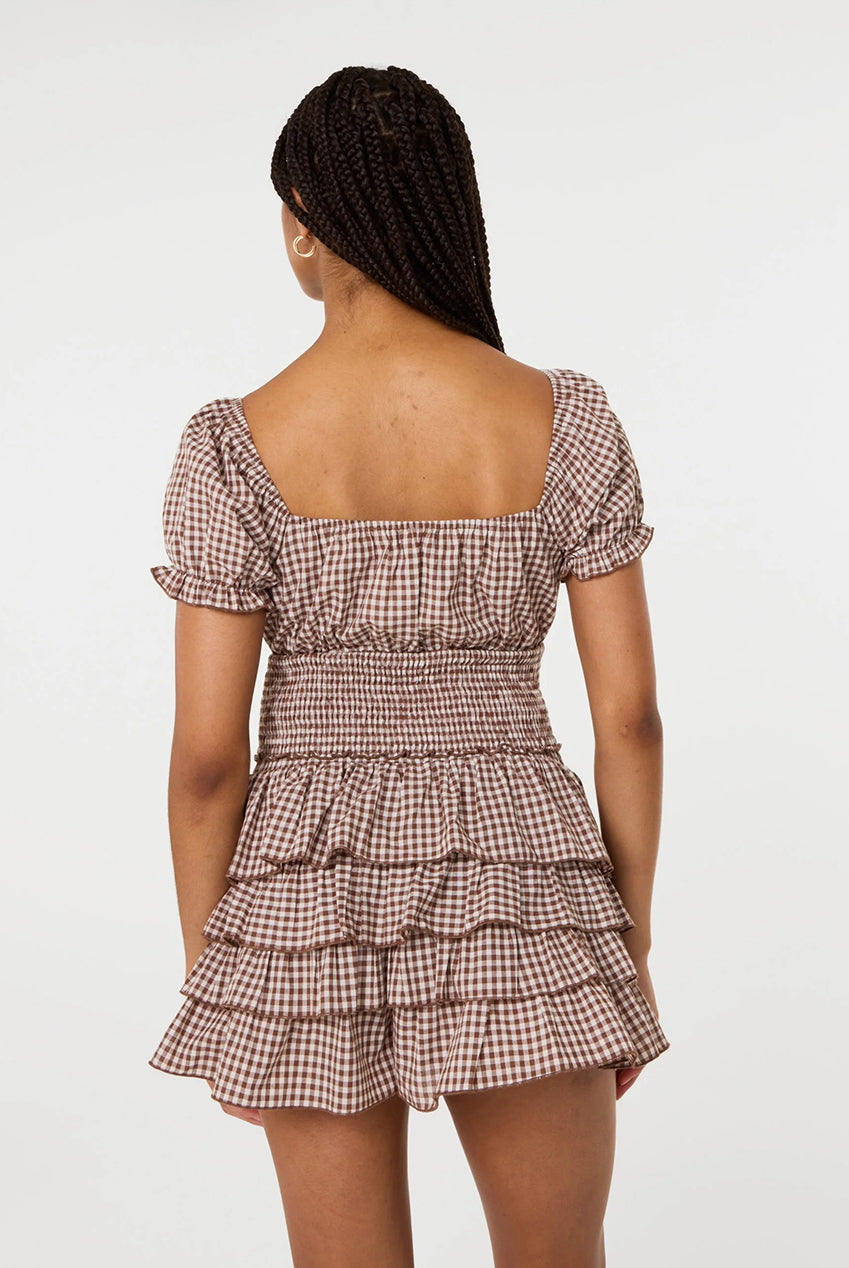 Gingham Puff Sleeve Crop Top SS26029P030
