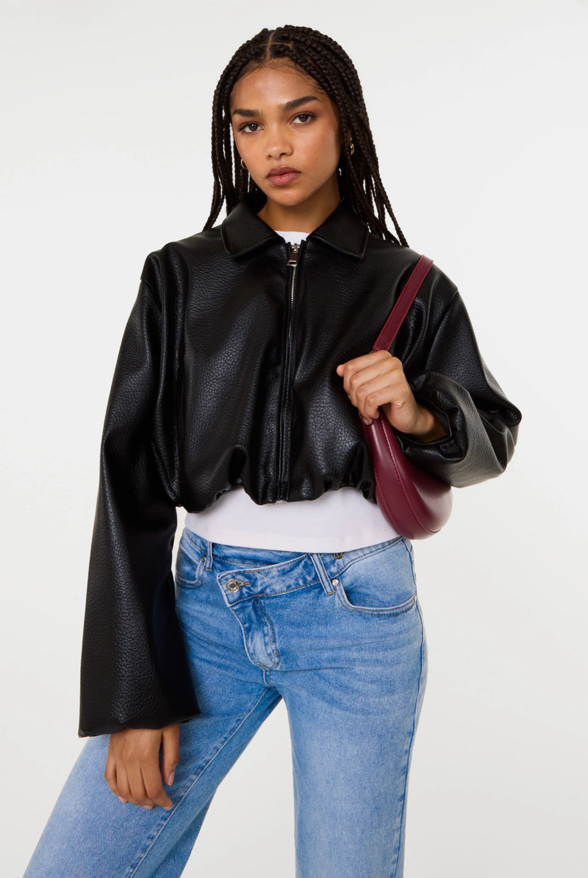 Faux Leather Puffball Jacket SS26039P003