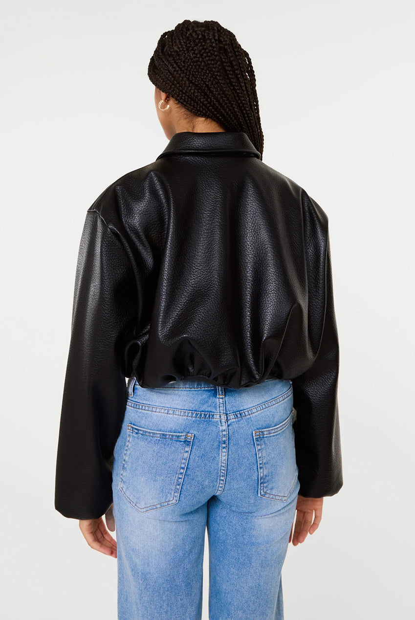 Faux Leather Puffball Jacket SS26039P003