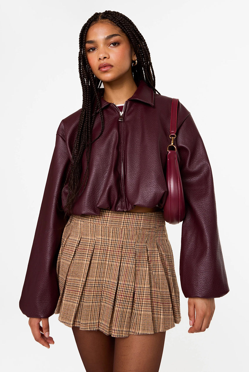 Faux Leather Puffball Jacket SS26039P034