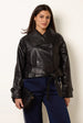 Double Breasted Leather Look Jacket by Blue Vanilla