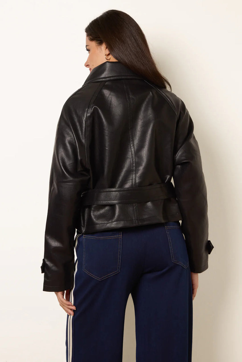 Double Breasted Leather Look Jacket SS26046B003