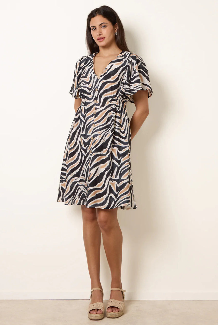 Coconut Button Shirred Waist Dress SS26041B091