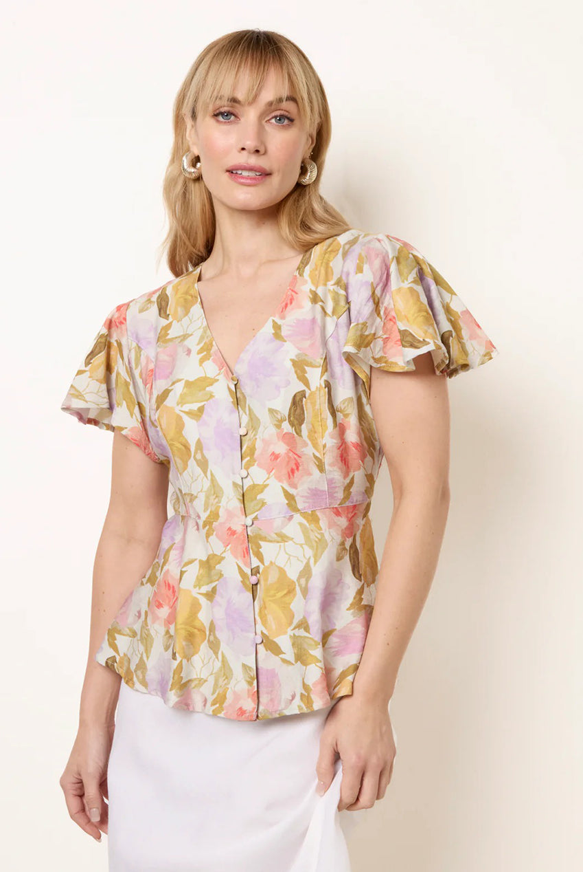 Floral Peplum Top SS26052B063
