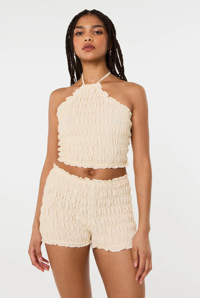 Stone - Shirred Halterneck Top by Pink Vanilla