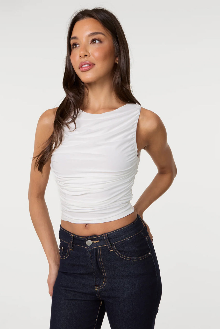 Slinky Ruched Side Racer Crop Top SS26162P014