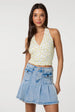 Lemon Printed Lace Halter Neck Top by Pink Vanilla