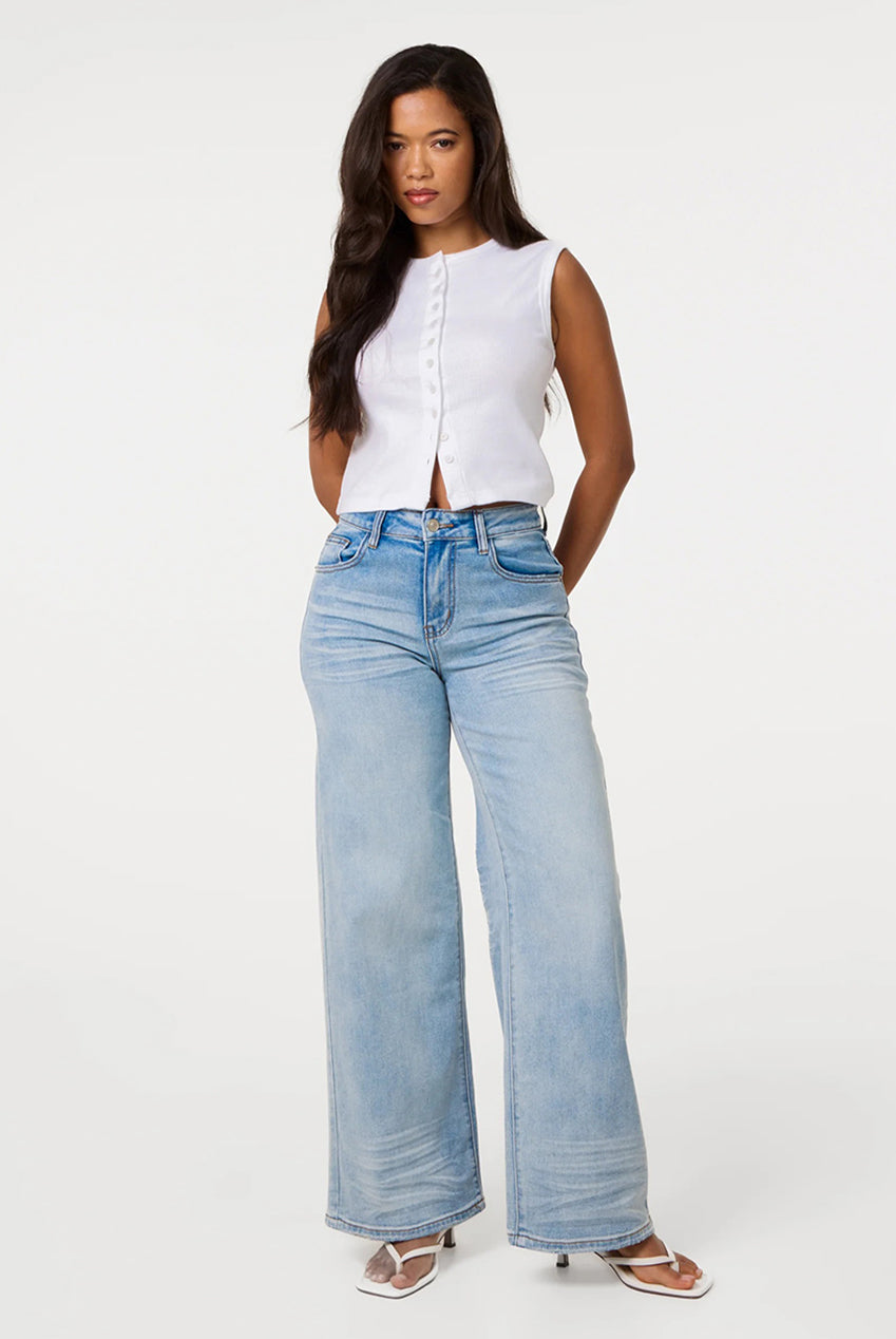 Whisker Wide Leg Jeans SS26192P018
