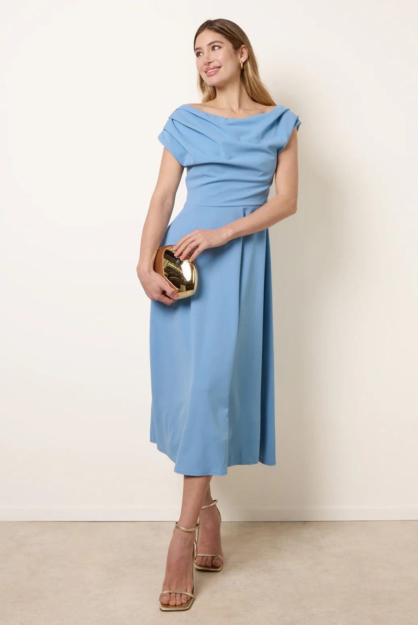 Scuba Crepe Off-Shoulder Skater Dress SS26265B412