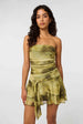 Bandeau Mesh Printed Tie Front Mini Dress by Pink Vanilla