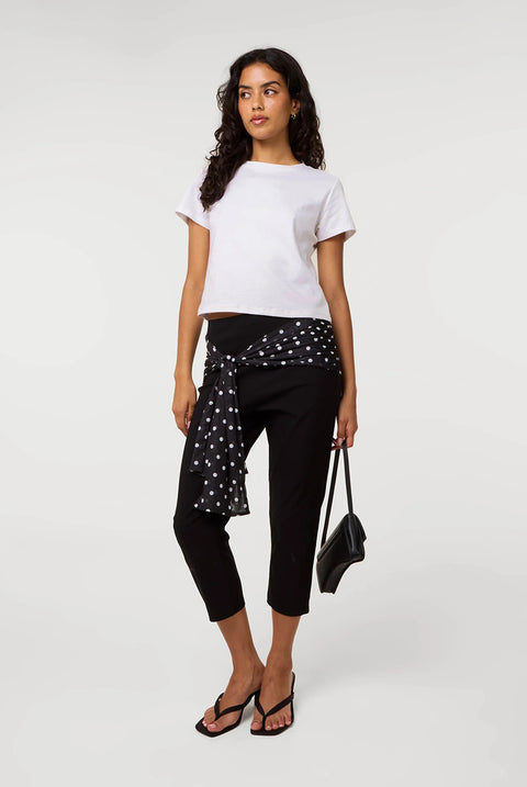 Mesh Polka Dot Tie Capri Trousers by Pink Vanilla
