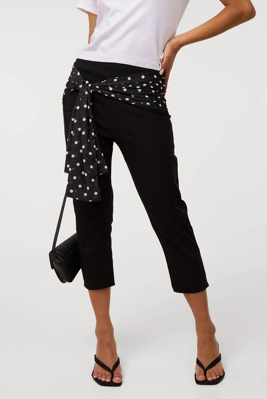 Mesh Polka Dot Tie Capri Trousers SS26304P166