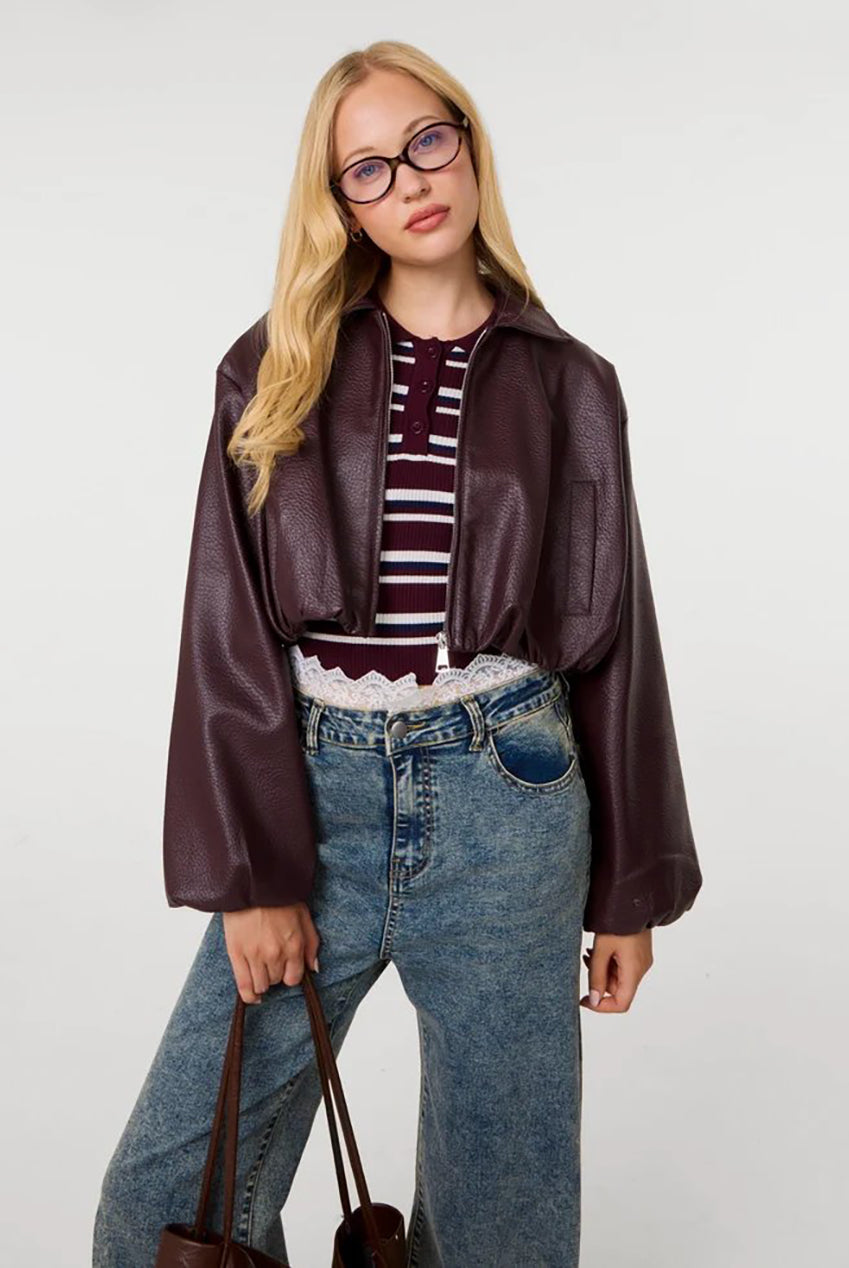 Faux Leather Puffball Jacket SS26306P901