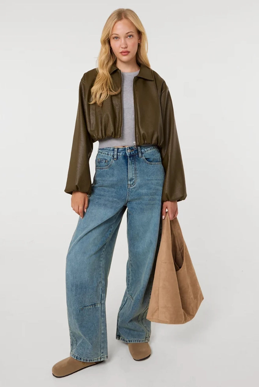 Faux Leather Puffball Jacket SS26306P051