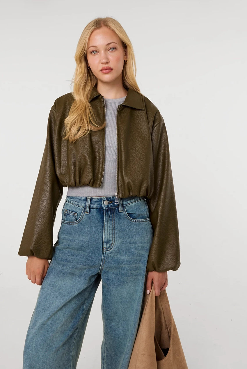 Faux Leather Puffball Jacket SS26306P051