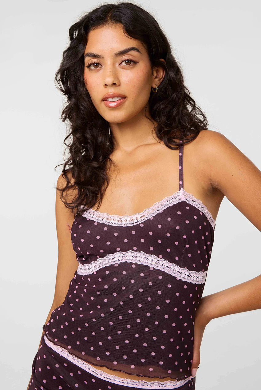 Polka Dot Lace Trim Cami SS26311P030