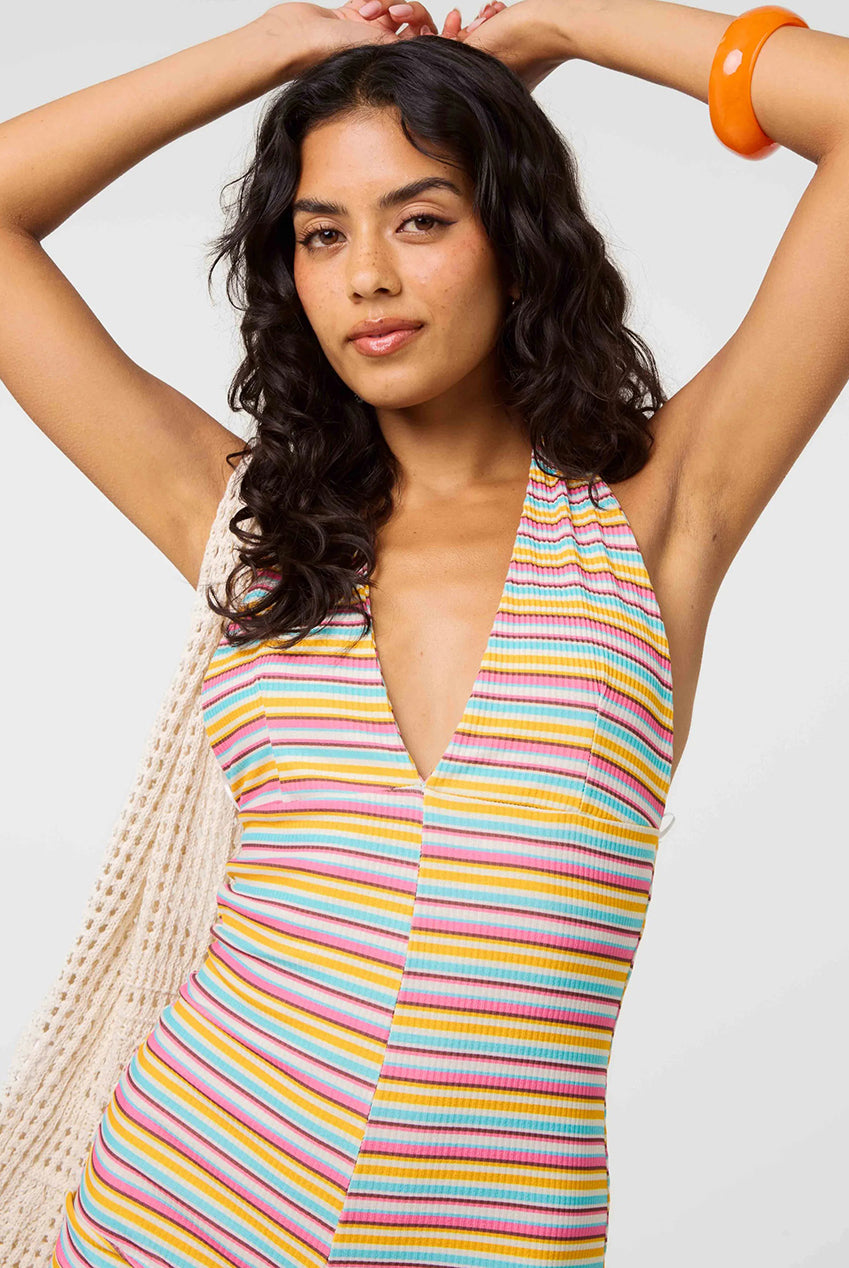 Multi Stripe Halter Playsuit SS26317P063