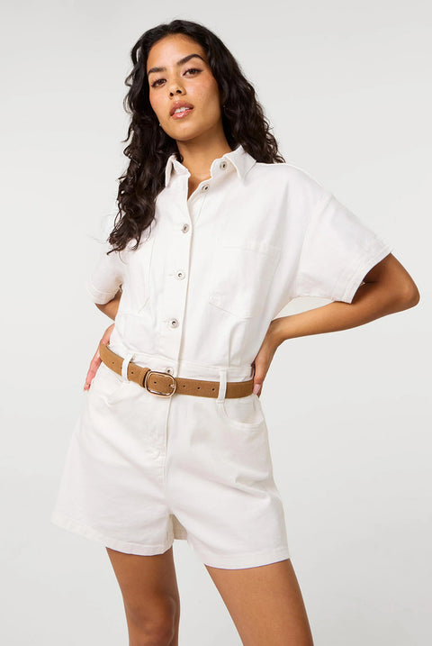 Pocket Detail Denim Playsuit by Pink Vanilla
