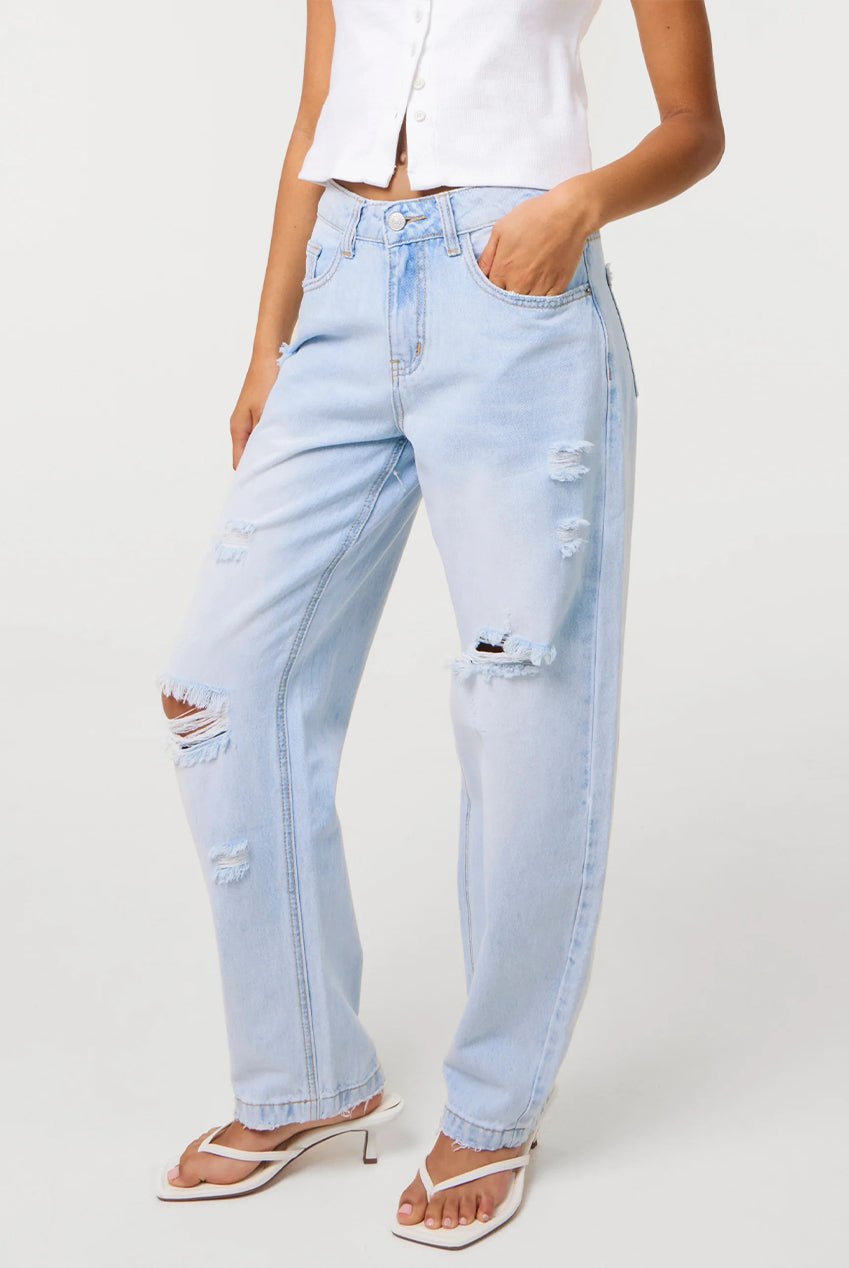 Ripped Washed Barrel Jeans SS26331P262