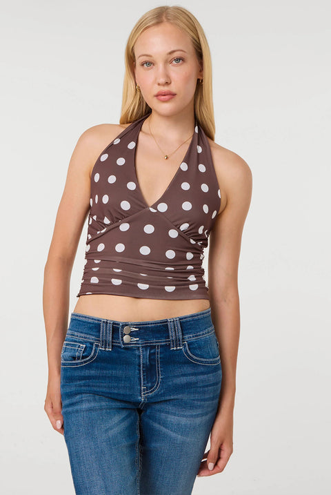 Halter Top In Polka Dot by Pink Vanilla