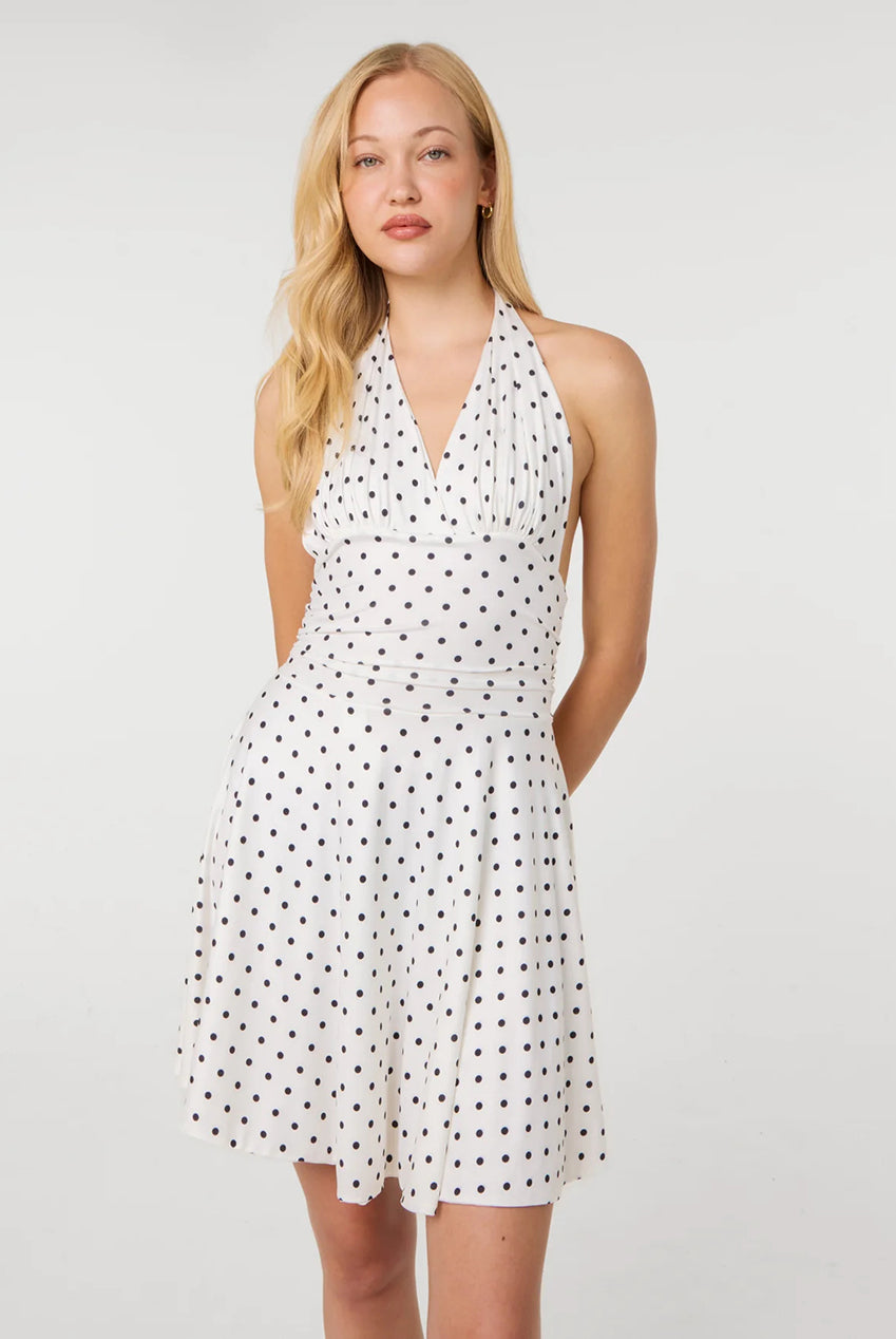 Polka Dot Slinky Halter Neck Dress SS26358P167