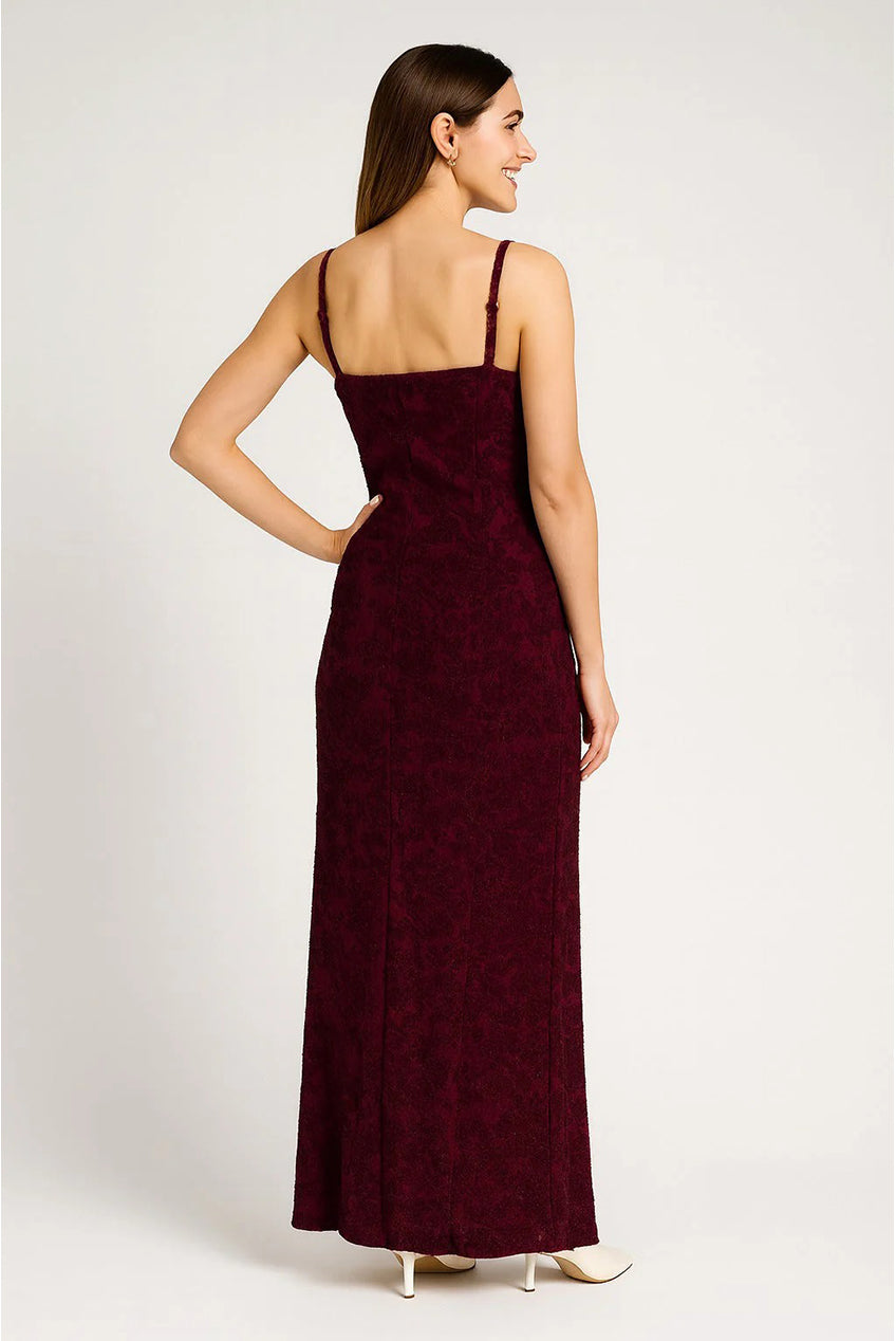 Thin Adjustable Straps Jacquard Bodycon Formal Evening Maxi Dress AV-IMD2604