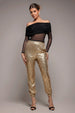 Sequin Cuffed Ankle Trouser - Gold by Goddiva