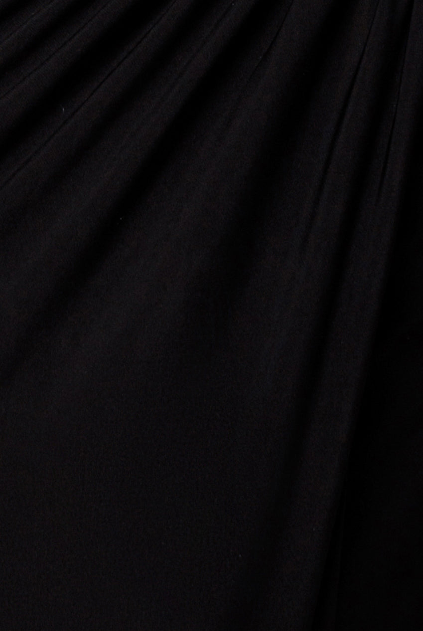 Asymmetric Gathered Front Split Maxi Skirt - Black SK62
