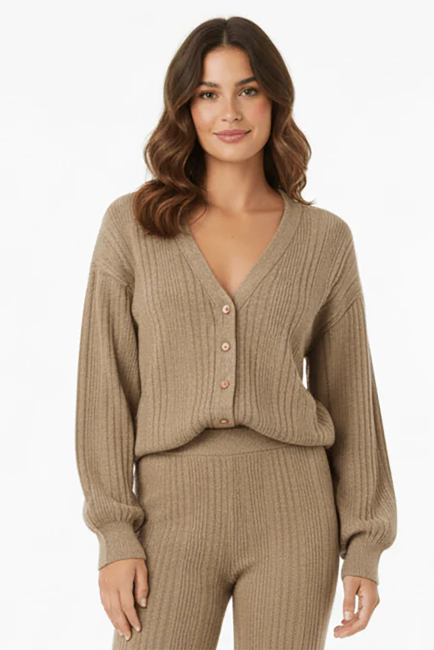 V-Neck Cardigan Matching Wide-Leg Trousers Co-Ord Set AV-NCB4490