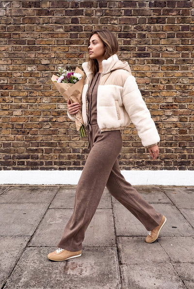 Cream - Teddy Coat With Hood by Pink Vanilla
