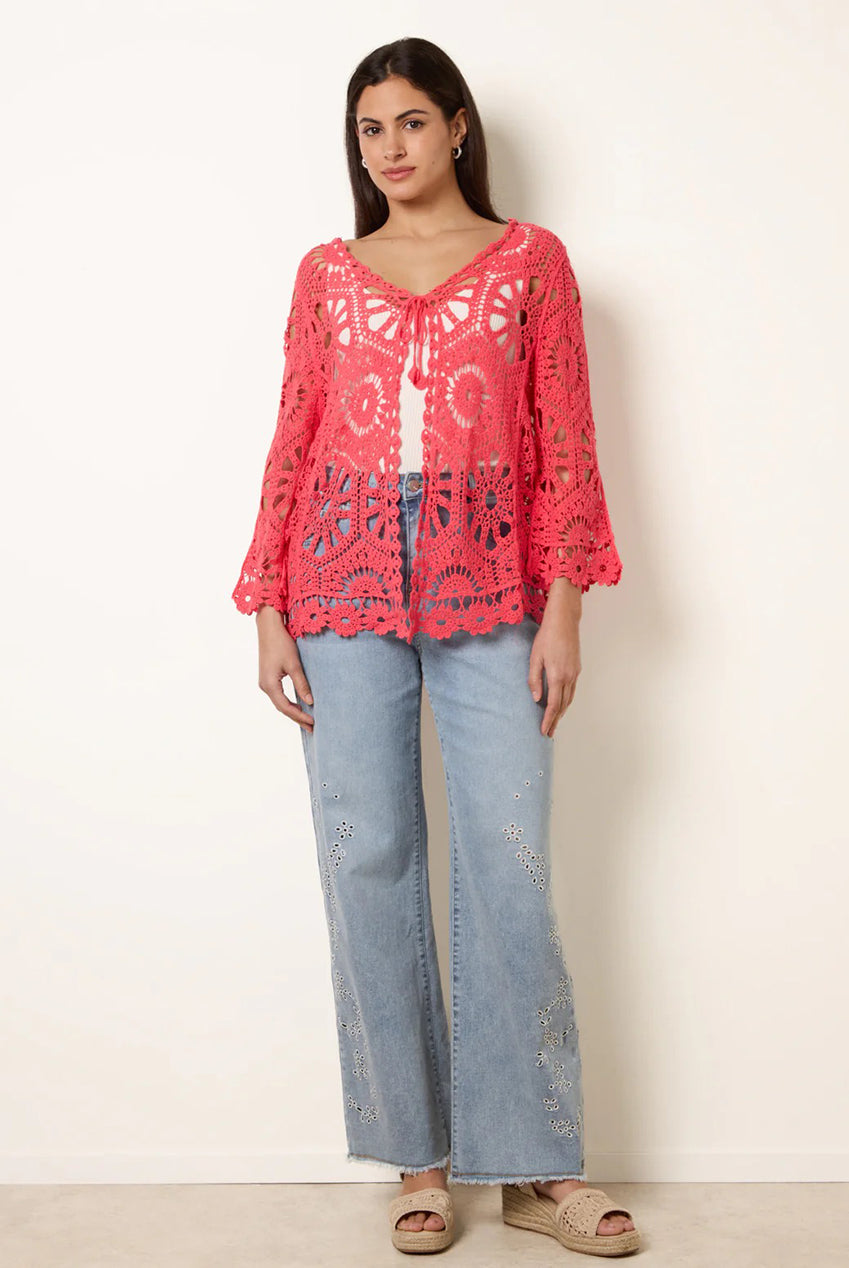 Long-Sleeved Crochet Cardigan WF5415BV005