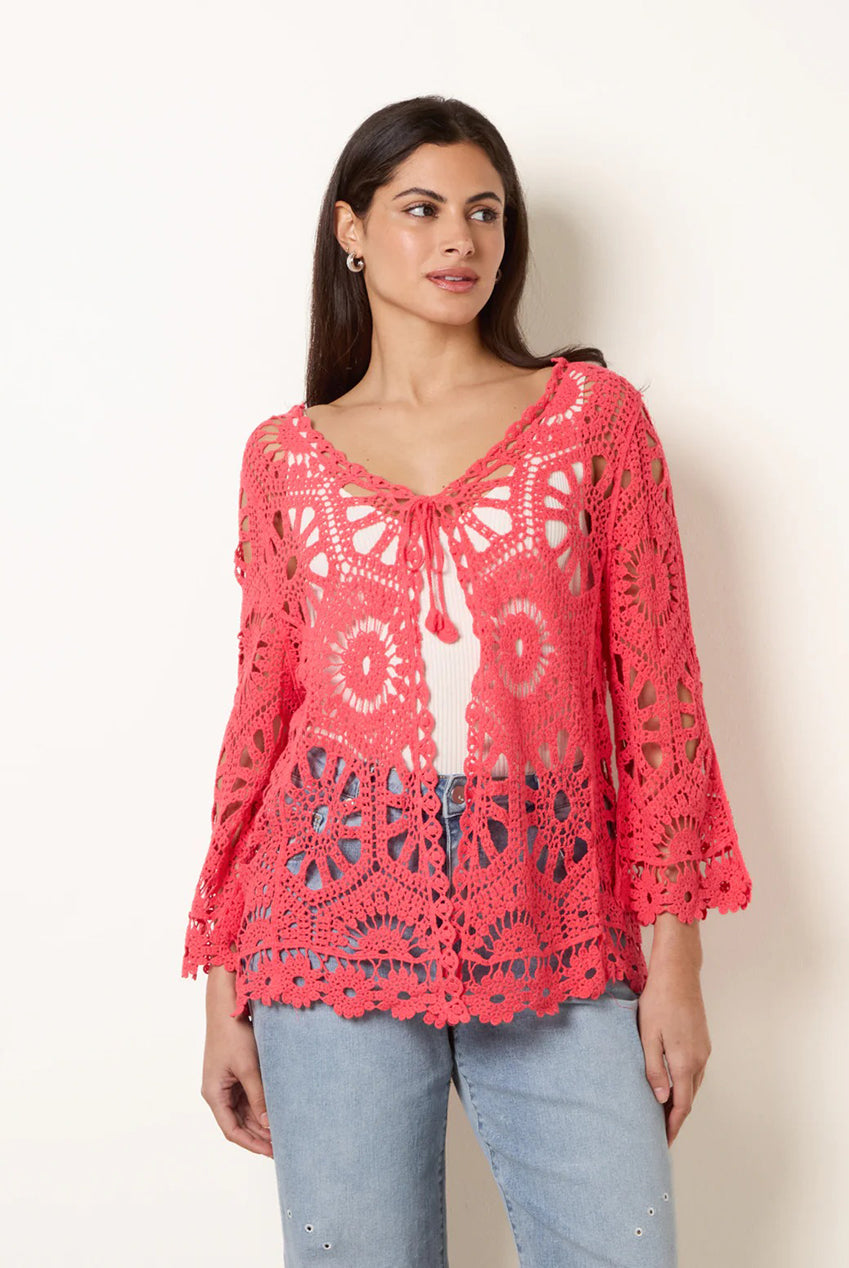 Long-Sleeved Crochet Cardigan WF5415BV005
