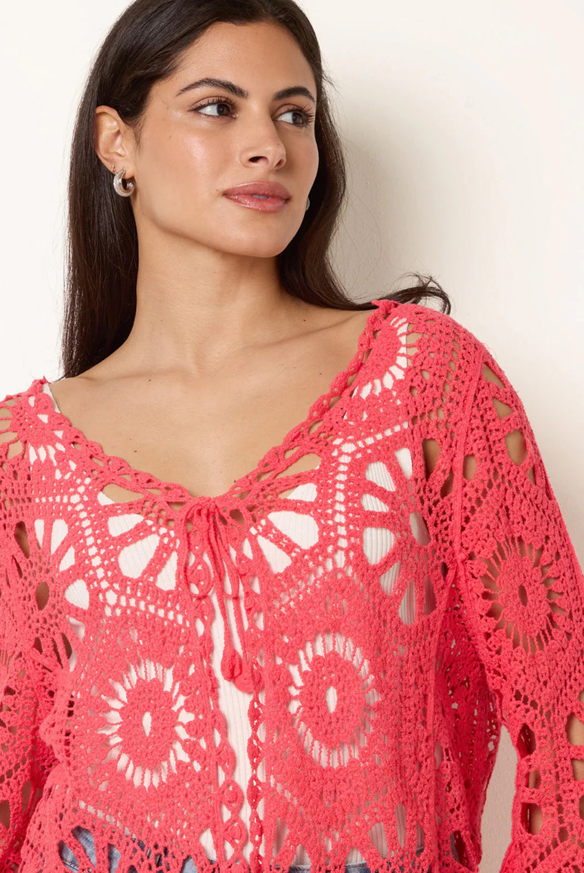 Long-Sleeved Crochet Cardigan WF5415BV005
