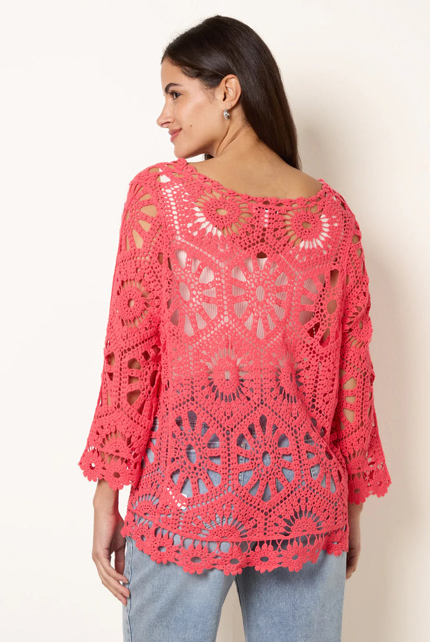 Long-Sleeved Crochet Cardigan WF5415BV005