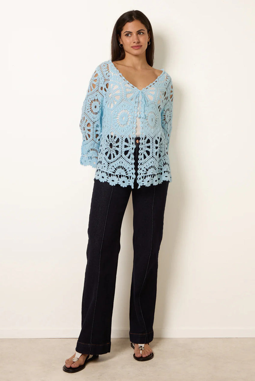 Long-Sleeved Crochet Cardigan WF5415BV263