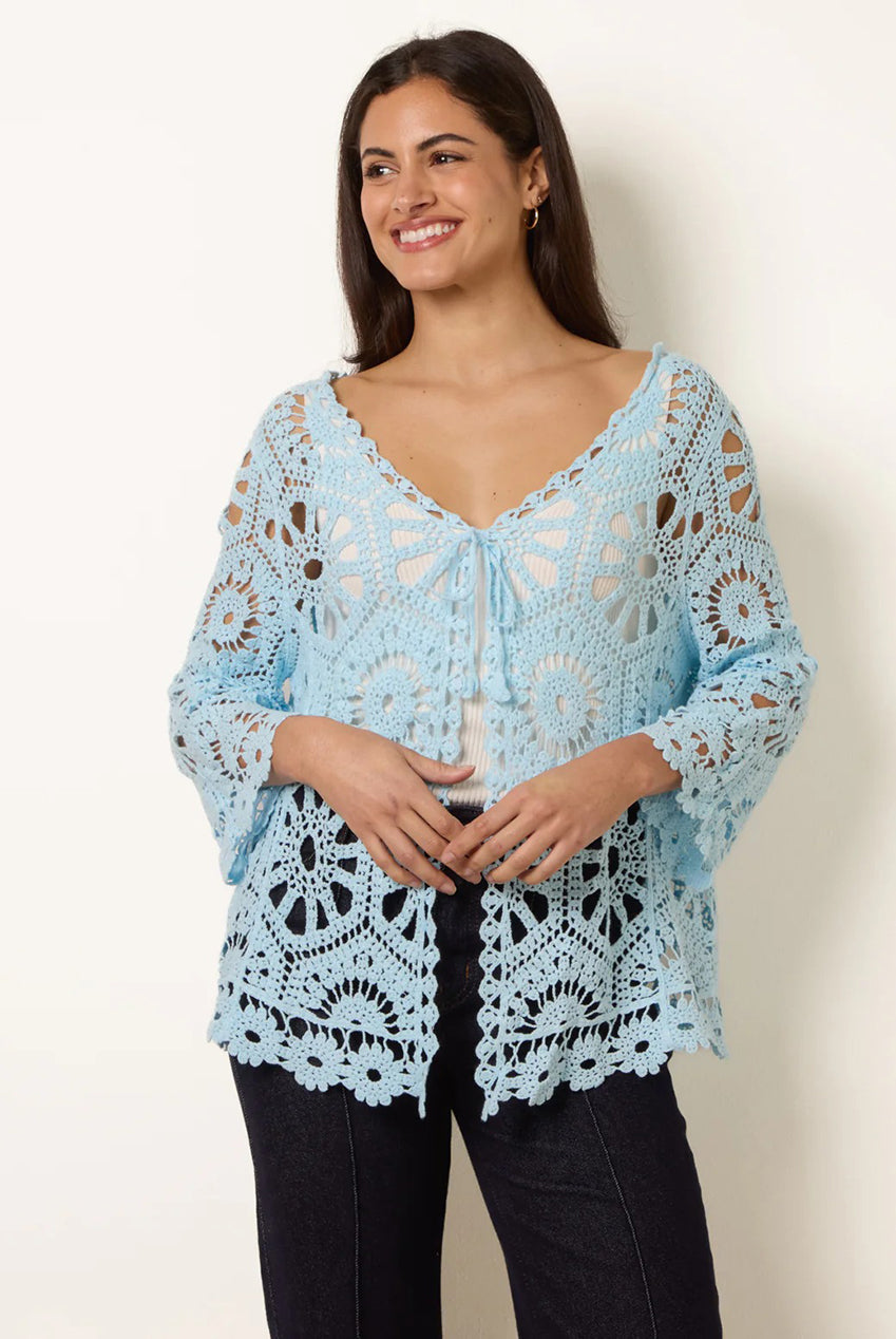Long-Sleeved Crochet Cardigan WF5415BV263
