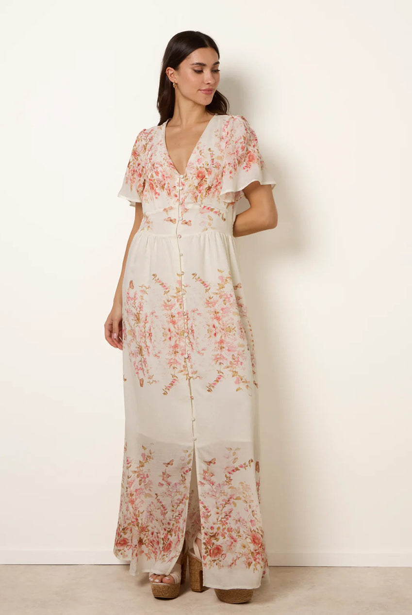 Floral Print Button Front Maxi Dress WF5695BV020