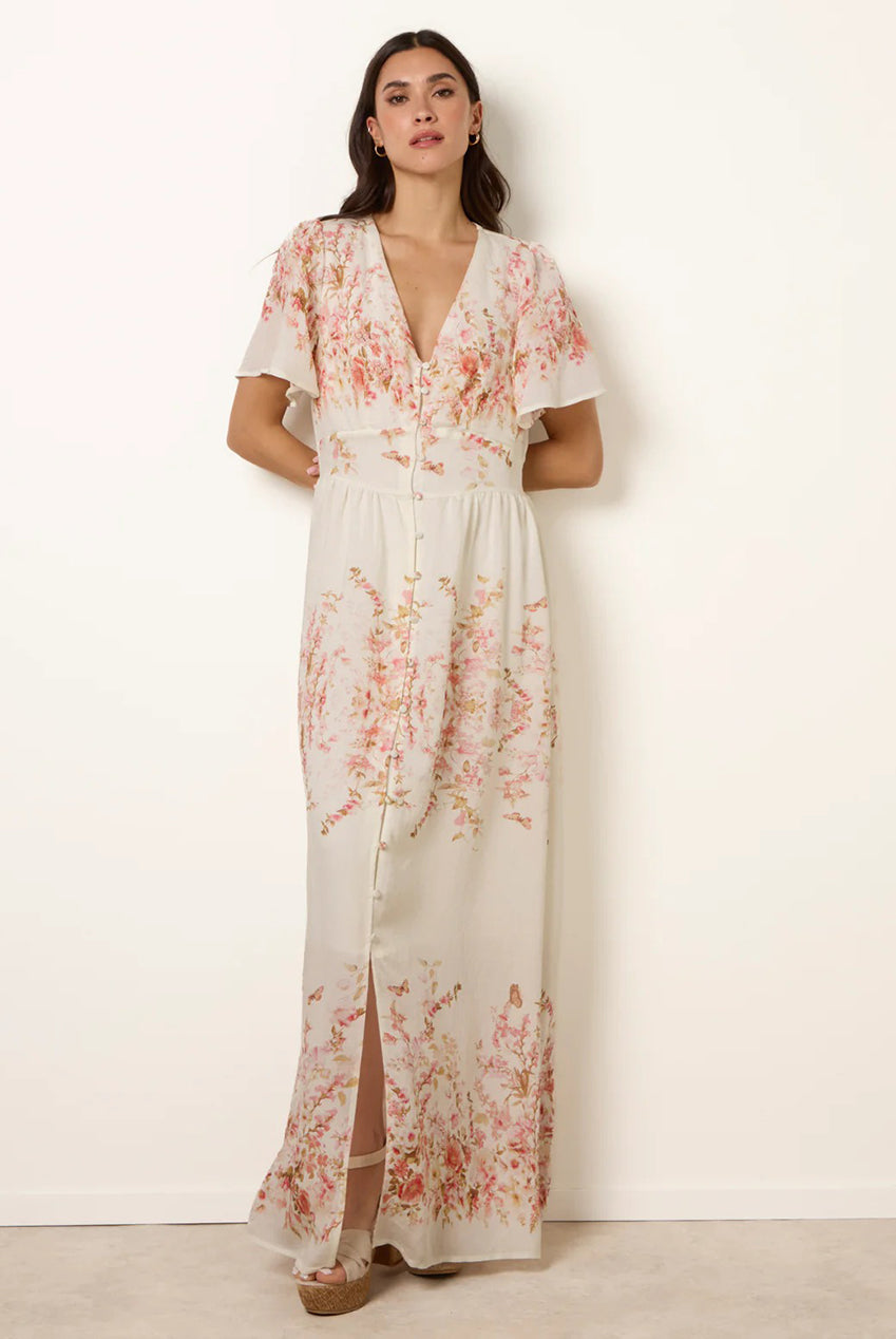 Floral Print Button Front Maxi Dress WF5695BV020