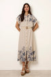 Printed Linen Belted Dress by Blue Vanilla