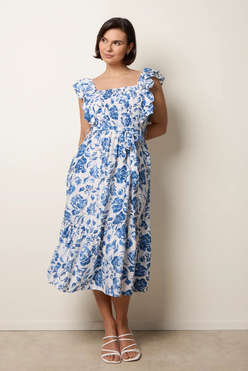 Frill Sleeveless Dress With Floral Print WF5711BV002