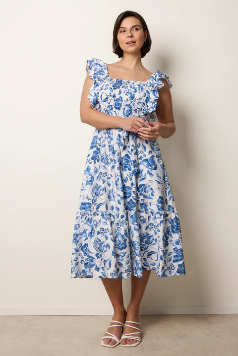 Frill Sleeveless Dress With Floral Print by Blue Vanilla