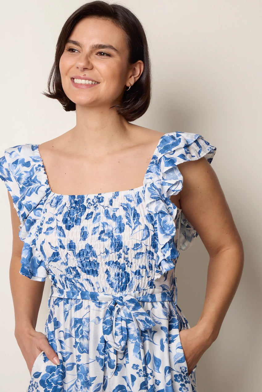 Frill Sleeveless Dress With Floral Print WF5711BV002