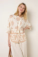 Floral 3/4 Sleeve Tie Waist Shirt by Blue Vanilla
