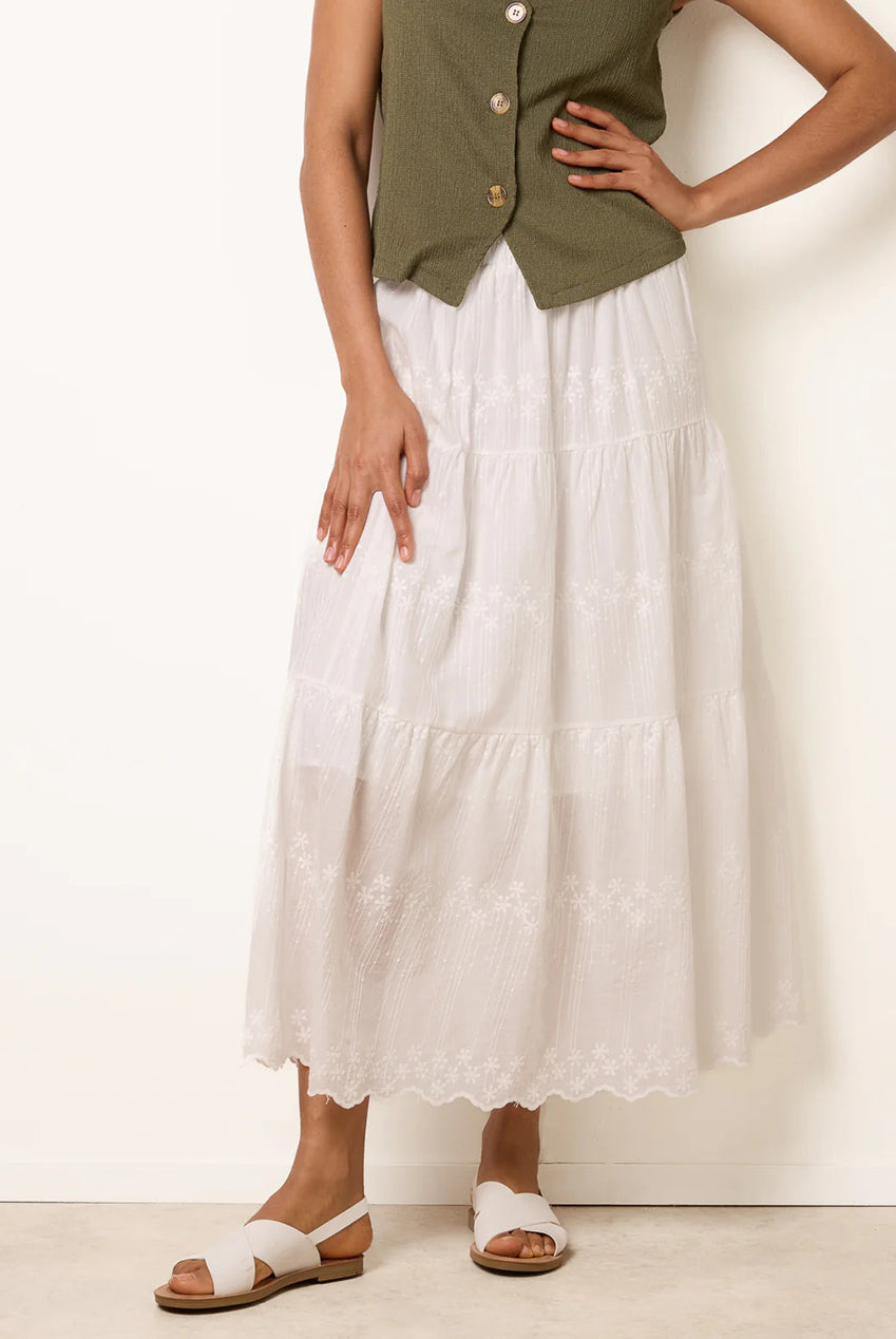 Embroidered Tiered Maxi Skirt WF5782BV006