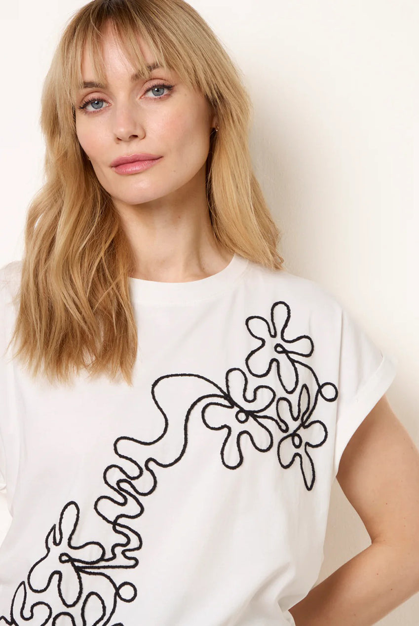 T-Shirt With Floral Embroidery WF5784BV167