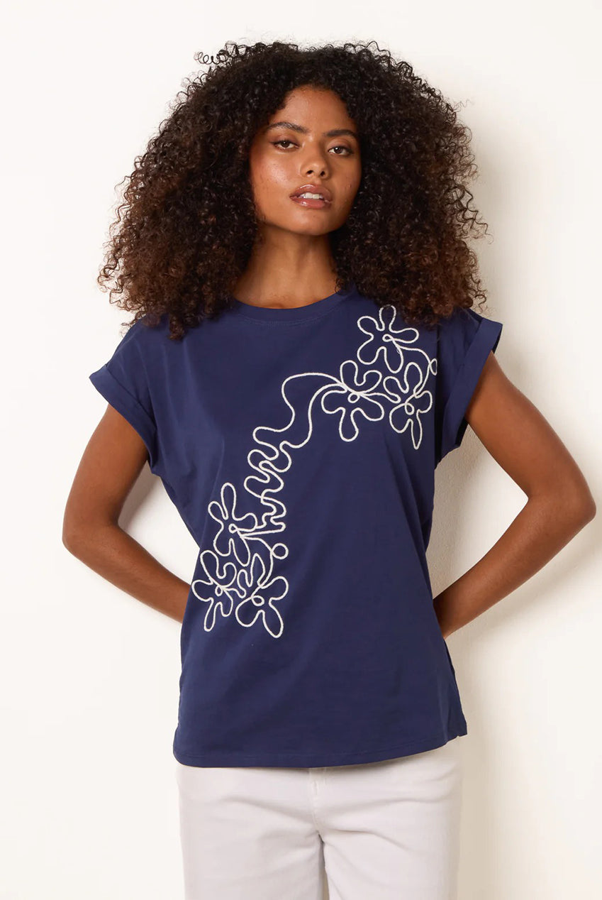 T-Shirt With Floral Embroidery WF5784BV324