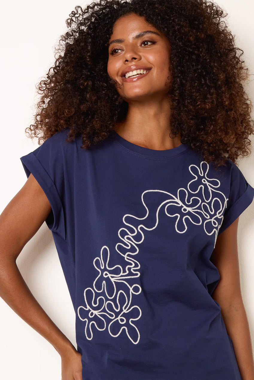 T-Shirt With Floral Embroidery WF5784BV324