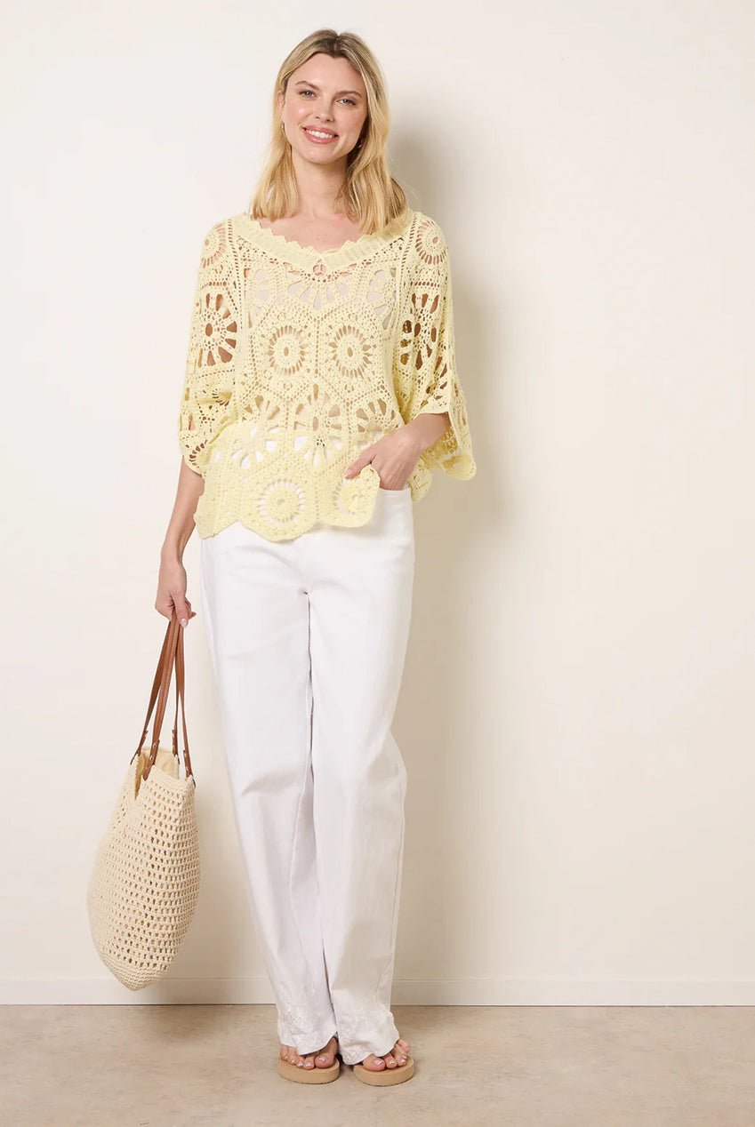 Crochet Detailed Kimono Top WF5788BV178