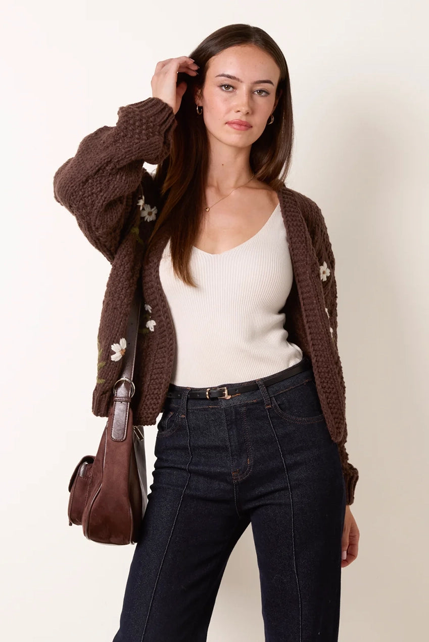 Flower Embroidery Cardigan WF5805BV030